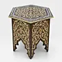Dark Wood & Gold Hexagonal Arabesque Side Table – 45x45x45 cm