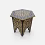 Dark Wood & Gold Hexagonal Arabesque Side Table – 45x45x45 cm – angled view