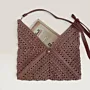 Beige Daily Crochet Bag with Leather Handle & Lock - Turkish Yarn