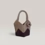 Large Beige & Brown Crochet Basket Bag with Decorative Flower