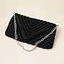 Black Crochet Evening Clutch Bag with Inner Lining - 25x15 cm thumbnail