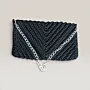 Black Crochet Evening Clutch Bag with Inner Lining - 25x15 cm thumbnail