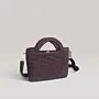 Brown Crochet Bag with Magnetic Lock Turkish Yarn - 22x20x7 cm thumbnail