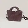 Brown Crochet Bag with Magnetic Lock Turkish Yarn - 22x20x7 cm thumbnail