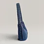 Blue Daily Crochet Bag with Leather Base & Dual Locks - 24x20x6 cm
