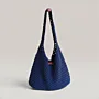 Large Navy Daily Crochet Bag with Lining & Closure Option - 30x40 cm