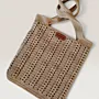 Beige Handmade Tote Bag with Lining & Magnetic Lock - 23x29 cm