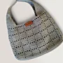 Grey Crochet Bag with Inner Lining & Magnetic Lock - 23x32 cm