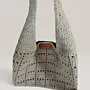 Grey Crochet Bag with Inner Lining & Magnetic Lock - 23x32 cm thumbnail