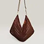 Wide Brown Crochet Bag with Inner Lining & Zipper - 55% Cotton
