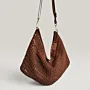 Wide Brown Crochet Bag with Inner Lining & Zipper - 35x28x12 cm thumbnail