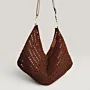 Wide Brown Crochet Bag with Inner Lining & Zipper - 35x28x12 cm thumbnail