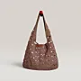 Light Brown Crochet Bag with Lining & Magnetic Lock - 27x35 cm