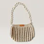 Gold Crochet Shoulder Bag with Chain Strap & Magnetic - 23x18 cm thumbnail