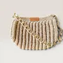 Gold Crochet Shoulder Bag with Chain Strap & Magnetic - 23x18 cm thumbnail