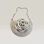 Silver Metallic Crochet Evening Bag with Chain Strap - Ø24 cm thumbnail
