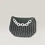 Black Crochet Evening Clutch Bag with Inner Lining - 20x15 cm