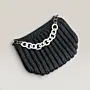 Black Crochet Evening Clutch Bag with Inner Lining - 20x15 cm thumbnail