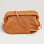 Gold Crochet Evening Bag with Metal Frame & Chain - 26x16x8 cm
