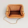 Gold Crochet Evening Bag with Metal Frame & Chain - 26x16x8 cm thumbnail