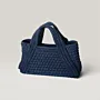 Blue Handmade Crochet Tote Bag with Zipper Closure - 34x18x10 cm thumbnail