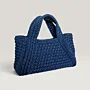 Blue Handmade Crochet Tote Bag with Zipper Closure - 34x18x10 cm thumbnail