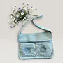 Pale Teal Crochet Shoulder Bag with Double Magnetic - 27x20x5 cm thumbnail
