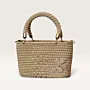 Beige Turkish Yarn Crochet Handbag Patterned 30x21x10cm