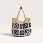Blue Cream Handmade Crochet Tote Bag Zippered 30x21x10cm