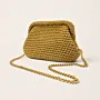 Handmade Gold Crochet Frame Handbag with Chain – 22x10x14 cm