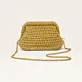 Handmade Gold Crochet Frame Handbag with Chain – 22x10x14 cm