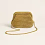 Handmade Gold Crochet Frame Handbag with Chain – 22x10x14 cm