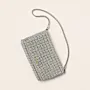 Handmade Silver Crochet Evening Clutch with Chain – 13x22 cm