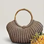 Beige Turkish Crochet Basket Bag Handmade Daily Style - 30x25x15 cm thumbnail
