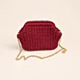Handmade Burgundy Crochet Frame Handbag with Chain – 25x12x17 cm