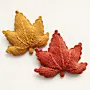 Maple Leaf Crochet Cushion in Mustard Yellow