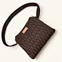 Dark Brown Crochet Shoulder Bag with Leaf Stitch & Lining