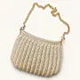 Cream Crochet Shoulder Bag with Gold Chain Strap