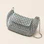 Silver Crochet Evening Clutch Bag Small - Turkish Yarn - 22x15x5 cm thumbnail