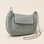 Silver Crochet Evening Clutch Bag Small - Turkish Yarn - 22x15x5 cm thumbnail