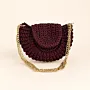 Dark Maroon Handmade Crochet Crossbody Bag - Medium Size - 28x22x8 cm thumbnail