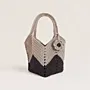 Large Beige & Brown Crochet Basket Bag with Flower - 40x30x18 cm thumbnail