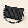 Black Crochet Evening Clutch Bag with Inner Lining - 23x14 cm thumbnail