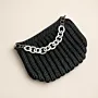 Black Crochet Evening Clutch Bag with Inner Lining - 20x15 cm thumbnail