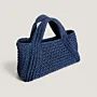 Blue Handmade Crochet Tote Bag with Zipper Closure - 34x18x10 cm thumbnail