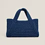 Blue Handmade Crochet Tote Bag with Zipper Closure - 34x18x10 cm thumbnail