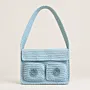 Pale Teal Crochet Shoulder Bag with Double Magnetic - 27x20x5 cm thumbnail