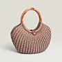 Beige Turkish Crochet Basket Bag Handmade Daily Style - 30x25x15 cm thumbnail