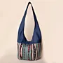 Indigo Denim Shoulder Hand Bag with Bedouin Textile - 35x30x10 cm thumbnail