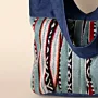 Indigo Denim Shoulder Hand Bag with Bedouin Textile - 35x30x10 cm thumbnail